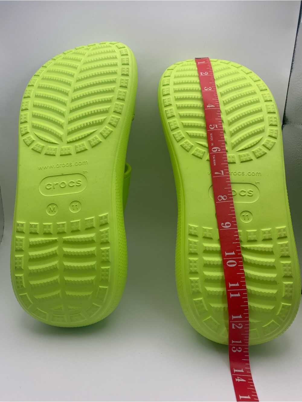 CROCS Neon Lime Platform Double-Strap Slides - Picture 4 of 9